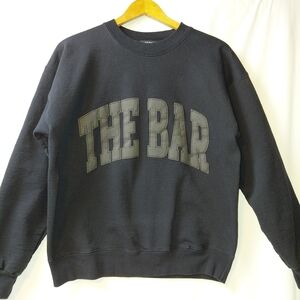 The Bar Varsity Sweatshirt Black Gray Lettering Size Medium